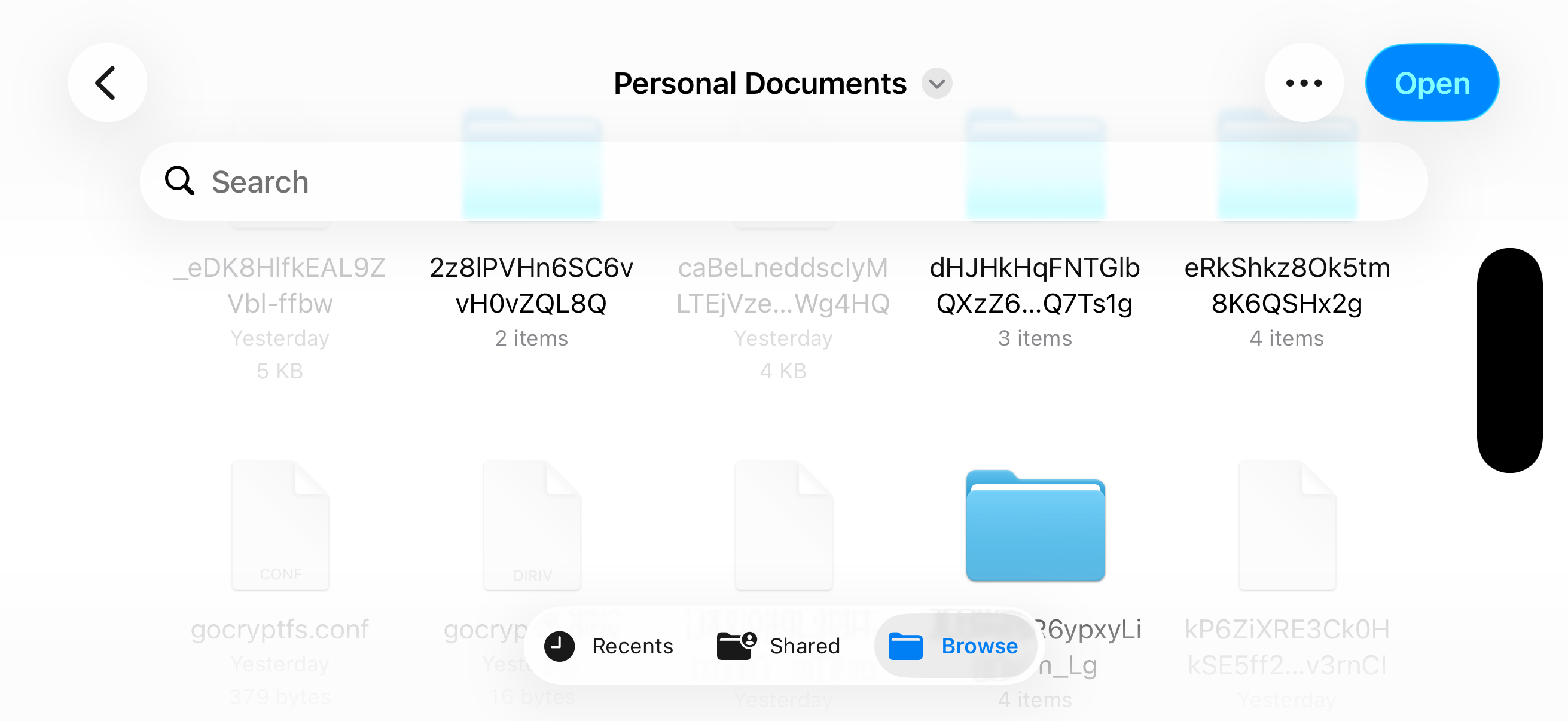 Encrypted vault in cloud — opaque ciphertext filenames